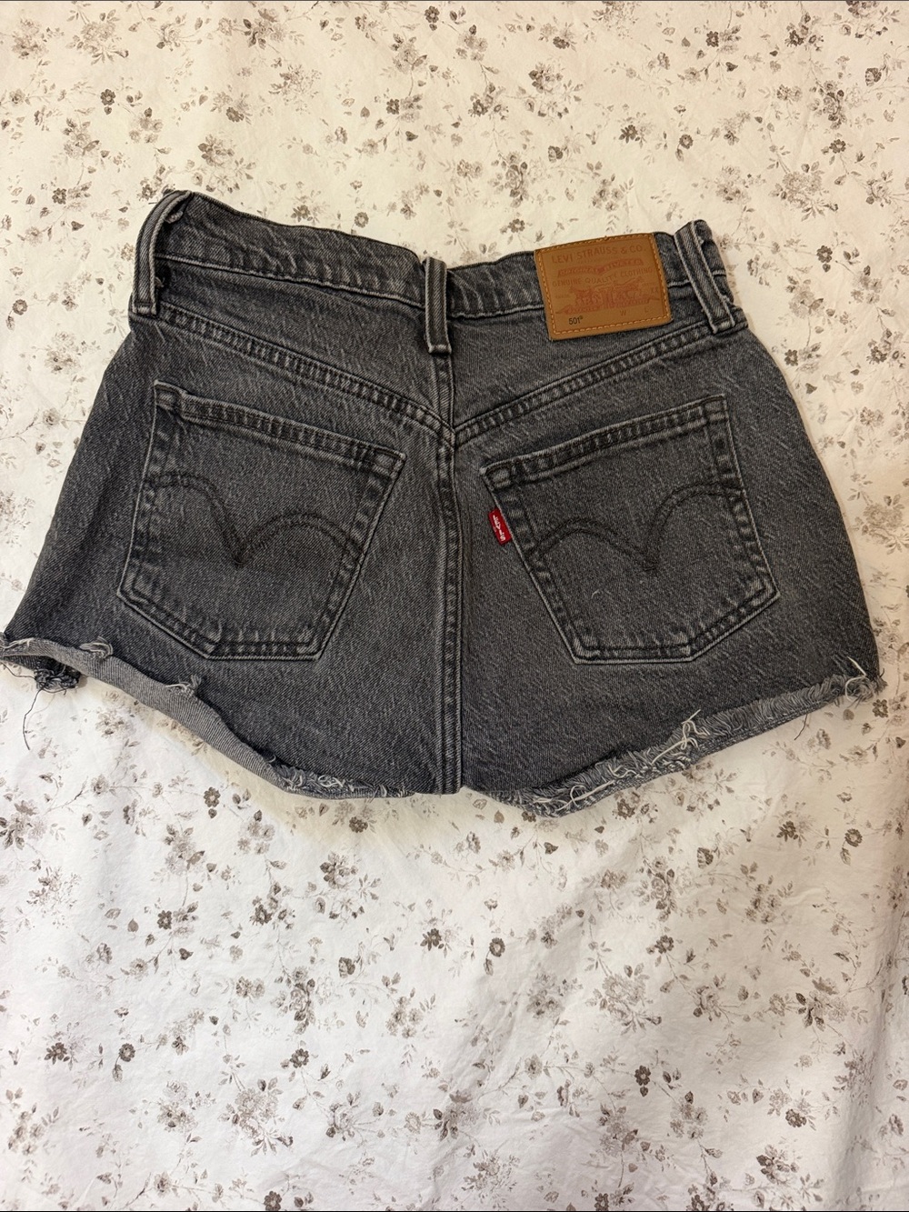 Levi's Black Cutoff Denim Shorts with Red Tab